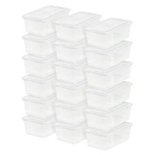 Iris Storage Boxes With Lids, 4-15/16H x 8-1/4W x 14-1/4D, Clear, 18 pack