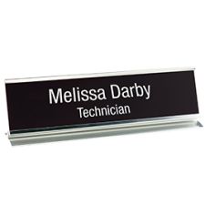 Metal Desk Base Holder with Engraved Sign, 2" x 10" (1/PK)