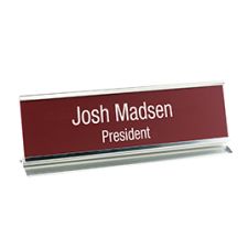 Metal Desk Holder with Engraved Sign, 2" x 8" (1/PK)