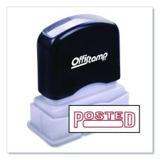 Offistamp Pre-Inked Message Stamp with Blank Date Box, POSTED, 1.63" x 0.38", Red Ink