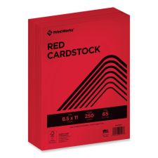 PrintWorks Professional Color Cardstock, 65 lb Cover Weight, 8.5 x 11, Red, 250/Ream
