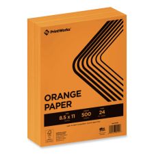 PrintWorks Professional Color Paper, 24 lb Text Weight, 8.5 x 11, Orange, 500/Ream