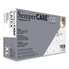 SemperCare Latex Examination Gloves, Powder-Free, X-Large, 5 mil Thick, 9.45" Long, Cream, 100/Box, 10 Boxes/Carton