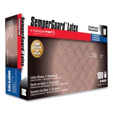 SemperGuard Latex Gloves, Powdered, Medium, 4 mil Thick, 9.45" Long, Cream, 100/Box, 10 Boxes/Carton