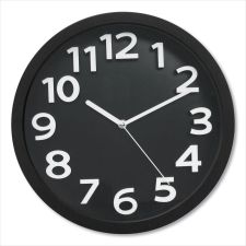 Victory Light Wall Clock with Raised Numerals and Silent Sweep Dial, 13" Overall Diameter, Black Case, Black Face, 1 AA (sold separately)