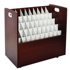AdirOffice 50-Compartment Mobile Wood Blueprint Rolled File Storage Organizer, 50 Compartments, 30 x 15.75 x 28.5, Mahogany