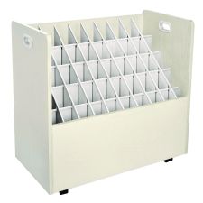 AdirOffice 50-Compartment Mobile Wood Blueprint Rolled File Storage Organizer, 50 Compartments, 30 x 15.75 x 28.5, White