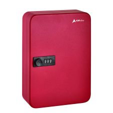 AdirOffice Steel Heavy-Duty Key Cabinet with Combination Lock, 48-Key, 7.1 x 3 x 10, Stainless Steel 304, Red