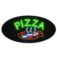 Alpine Industries LED Oval Pizza Sign, 23 x 14, Black Frame, Green/Orange/Red/White Graphics