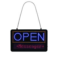 Alpine Industries LED Programmable Message Board Open Sign, 22 x 13, Black Frame, Blue/Red Graphics