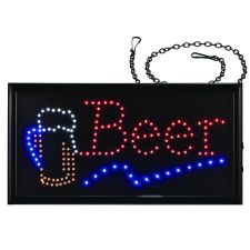 Alpine Industries LED Rectangular Beer Sign, 19 x 10, Black Frame, Blue/Green/Orange/Red/White Graphics