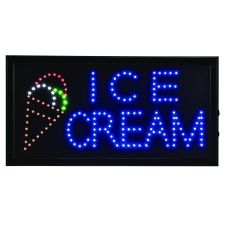 Alpine Industries LED Rectangular Ice Cream Sign, 19 x 10, Black Frame, Blue/Green/Orange/Red/White Graphics
