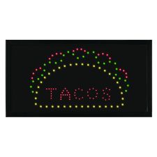 Alpine Industries LED Rectangular TACO Sign, 19 x 10, Black Frame, Green/Red/Yellow Graphics