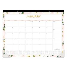 Blue Sky Day Designer Coming Up Roses Monthly Desk Pad Calendar, Floral Artwork, 22 x 17, Cream/Blush Sheets, 12-Month (Jan-Dec): 2026