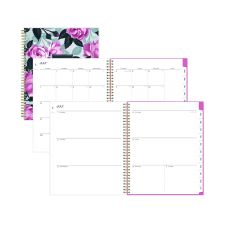 Blue Sky Roosevelt Pink Academic Weekly/Monthly Planner, Floral Artwork, 11" x 8.5", Pink/Gray Cover, 12-Month (July-June): 2025-2026