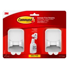 Command Spray Bottle Hangers, 2 Bottle Hangers, 4 White Adhesive Strips, Damage Free Hanging Picture Hangers, No Tools Wall Hanging Strips