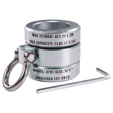 ergodyne Squids 3791 Sleever/Connecting Bar Lock Collar with Tool Attachment Point, 7 lb Max Working Capacity, 0.75" Long, Silver