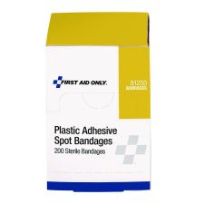 First Aid Only Plastic Spot Adhesive Bandages, 0.88" Dia, 200/Pack