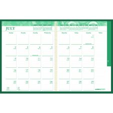House of Doolittle 100% Recycled MonoBright Monthly/Weekly Planner, 11 x 8.5, Green/Gold Cover, 12-Month (July to June): 2025 to 2026