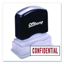 Offistamp Pre-Inked Message Stamp, CONFIDENTIAL, 1.63" x 0.38", Red Ink