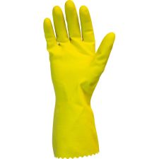 Safety Zone Yellow Flock Lined Latex Gloves - 18 mil Thickness x 12" Glove - Chemical Protection - - GRFYXL1S