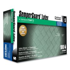 SemperGuard Latex Gloves, Powdered, Small, 4 mil Thick, 9.45" Long, Cream, 100/Box, 10 Boxes/Carton