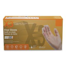 X3 by AMMEX Industrial Vinyl Gloves, Powder-Free, Small, 3 mil Thick, 9.5" Long, Clear, 100/Box, 10 Boxes/Carton