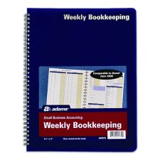 Adams Weekly Bookkeeping Ledger, Columns Vary By Section, Royal Blue Cover, 11 x 8.5 Sheets, 56 Sheets/Book