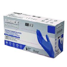 AMMEX Professional Nitrile Exam Gloves, Powder-Free, X-Large, 9.5" Long, Blue, 100/Box