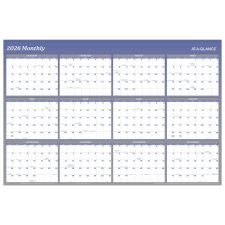 AT-A-GLANCE 2026 Vertical Horizontal Reversible Erasable Yearly Wall Calendar, Blue, Extra Large, 48" x 32"