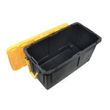 Centrex Tough Box Wheeled Tote With Lid, 75-Gallon, 46L x 16-13/16W x 22-9/16H, 45% Recycled, Black/Yellow