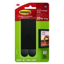 Command Picture Hanging Strips, X-Large, Removable, Holds up to 20 lbs per 4 Strips, Black, 4 Strip Pairs