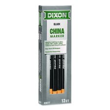 Dixon China Marker, 0.37" x 7", Black, 12/Pack