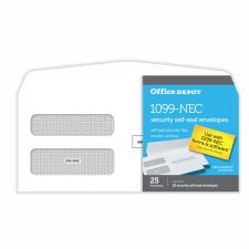 Double-Window Self-Seal Envelopes For 1099-NEC 3-Up Tax Forms, 8-3/8"W x 3-7/8"H, Pack Of 25 Envelopes