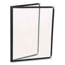 Excello Global Products Menu Holder For 8.5 x 11 Menus, Portrait Orientation, 4-View, 9.6 x 12 Holder, Clear/Black/Silver, 10/Pack