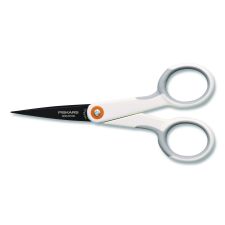 Fiskars SoftGrip Nonstick Scissors, 5" Long, Straight White/Gray Handle