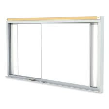 Ghent Horizontal Sliding Porcelain Magnetic Whiteboard, 120" x 48", White Surface, Satin Aluminum Frame