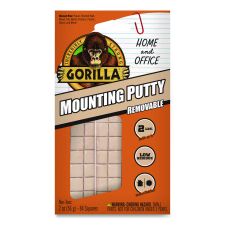 Gorilla Removable Mounting Putty, Repositionable and Reusable, 2 oz, 84 Squares/Pack