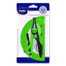 Maped Helix Locking Compass and Protractor Set, 12" Maximum Diameter, 6" Ruler Edge, Randomly Assorted Colors