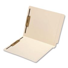 Medical Arts Press Heavy-Duty Poly-Reinforced End-Tab Fastener Folders, 1" Expansion, 2 Fasteners, Letter Size, Manila Exterior, 50/Box