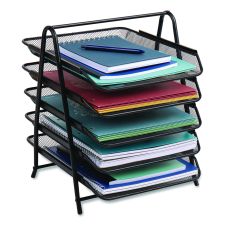 Mind Reader Metal Mesh Desk Tray Organizer, 5-Tier, Letter Size, 14 x 11.75 x 14.5, Black