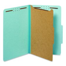 Pendaflex Colored Pressboard Top Tab Classification Folders, 1.75" Expansion, 1 Divider, 4 Fasteners, Legal Size, Light Blue, 10/Box