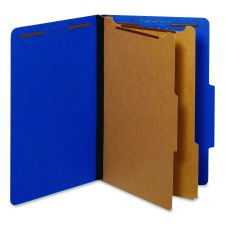 Pendaflex Colored Pressboard Top Tab Classification Folders, 2.5" Expansion, 2 Dividers, 6 Fasteners, Legal Size, Dark Blue, 10/Box