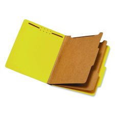 Pendaflex Colored Pressboard Top Tab Classification Folders, 2.5" Expansion, 2 Dividers, 6 Fasteners, Letter Size, Yellow, 10/Box