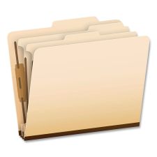 Pendaflex Manila Top Tab Classification Folders, 1.75" Expansion, 2 Dividers, 6 Fasteners, Letter Size, Manila Exterior, 10/Box