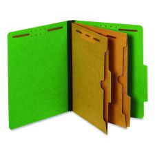 Pendaflex Pressboard Classification Folders with Two Full-Pocket Dividers, 2.5" Expansion, 6 Fasteners, Letter Size, Dark Green, 10/Box