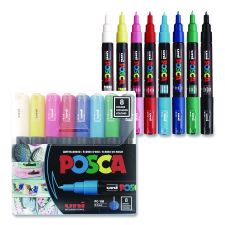 POSCA Water-Based Paint Markers, Extra-Fine Bullet Tip, Assorted Colors, 8/Pack