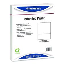 PrintWorks Professional Perforated Paper, 92 Bright, Perforated 3.5" from Bottom, 8.5 x 11, White, 500 Sheets/Ream, 5 Reams/Carton