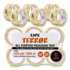 Tape Terror All Purpose Packaging Tape, 3" Core, 1.88" x 54.6 yds, Clear, 6/Pack