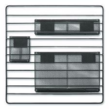 TRU RED Metal Mesh 3-Compartment Cubicle/Wall-Mount Office Supplies Organizer, 15" x 15", Black